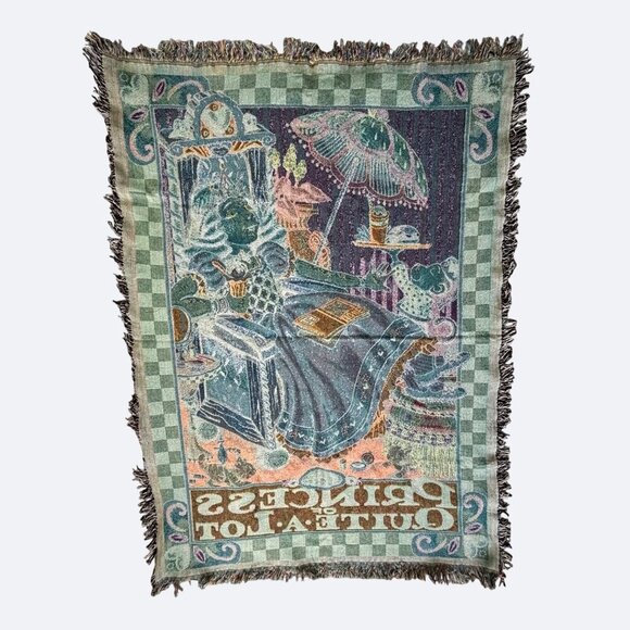 Vintage Mary Engelbreit The Princess Of Quite A Lot Tapestry Blanket 51” X 68” - Picture 7 of 7